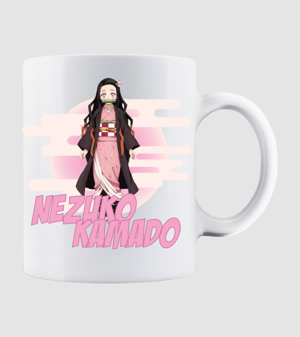 Demon Slayer Nezuko model alb pe tricou