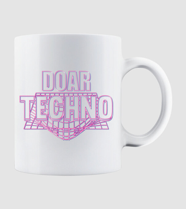 Doar techno model alb pe tricou
