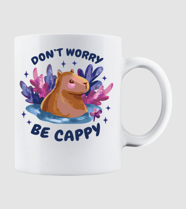 Don't worry be Cappy - capibară model alb pe tricou