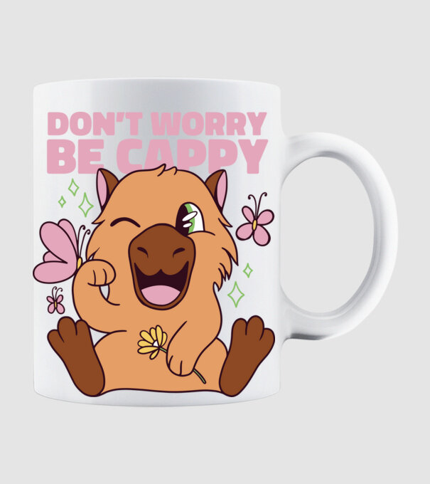 Don't worry be cappy - capibară model alb pe tricou