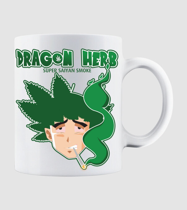 dragon herb smoke model alb pe tricou