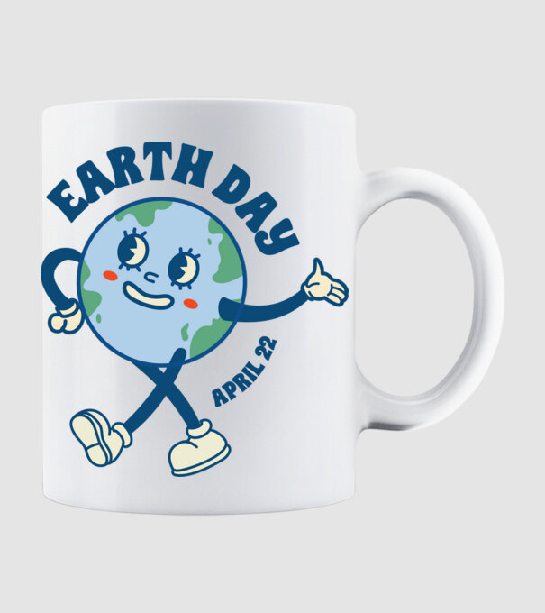Earth Day model alb pe tricou