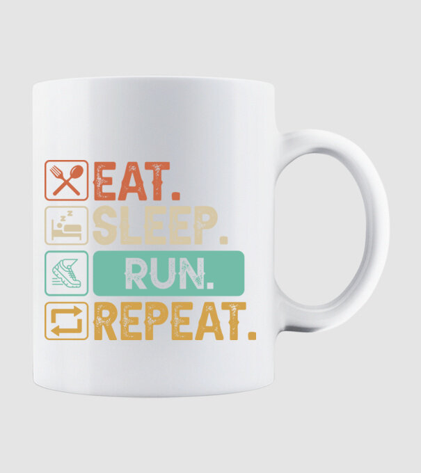 Eat Sleep Run Repeat model alb pe tricou
