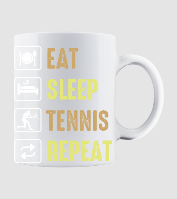 eat sleep tennis repeat model alb pe tricou