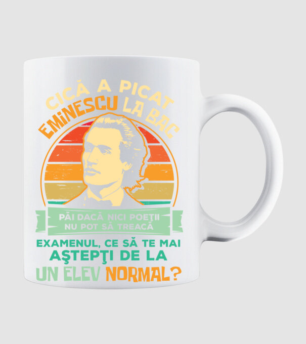 Eminescu model alb pe tricou