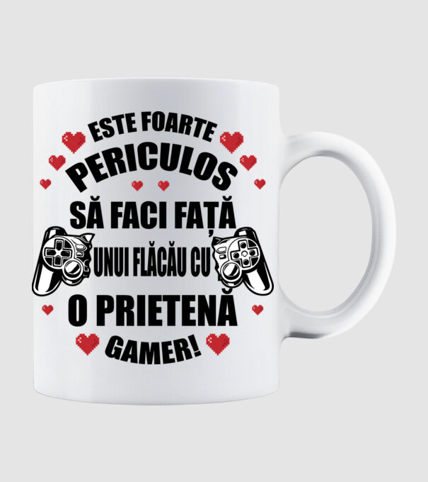 este foarte periculos să faci față unui flăcău cu o prietenă gamer! model alb pe tricou