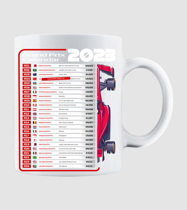 F1 Calendar TBA model alb pe tricou