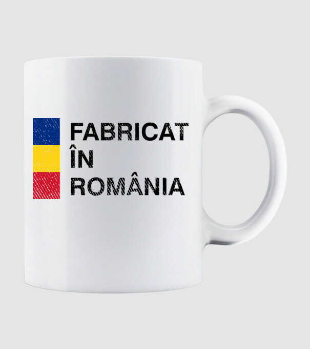Fabricat în România model alb pe tricou