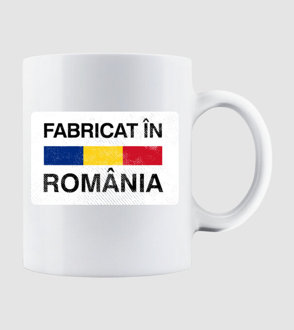 Fabricat în România model alb pe tricou