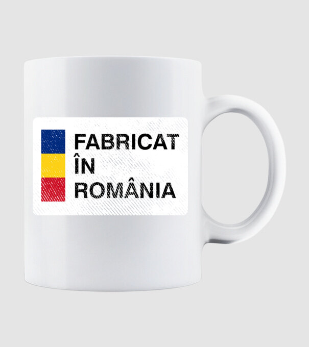 Fabricat în România model alb pe tricou