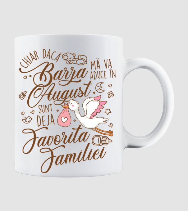 Favorita familiei AUGUST model alb pe tricou