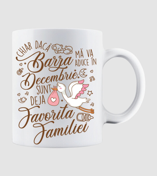 Favorita familiei DECEMBRIE model alb pe tricou