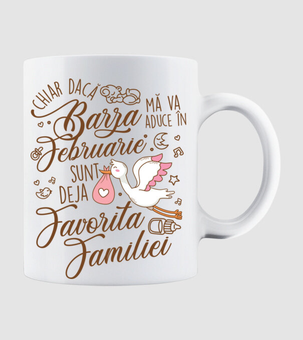 Favorita familiei FEBRUARIE model alb pe tricou