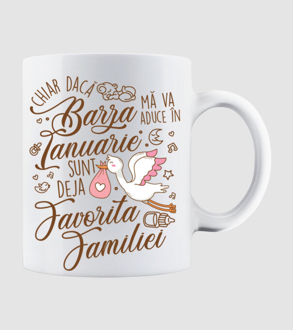 Favorita familiei IANUARIE model alb pe tricou