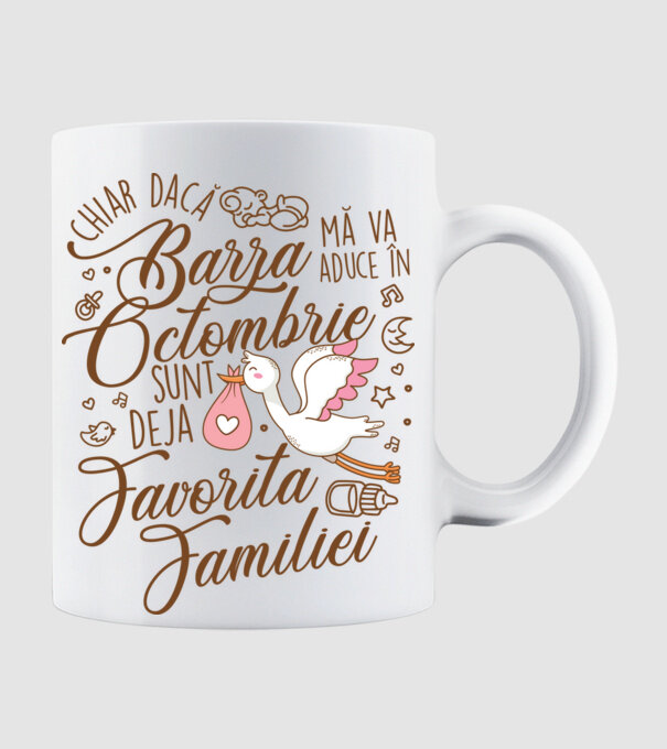 Favorita familiei OCTOMBRIE model alb pe tricou