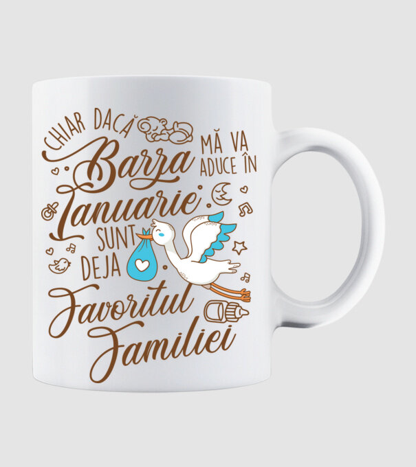 Favoritul familiei IANUARIE model alb pe tricou