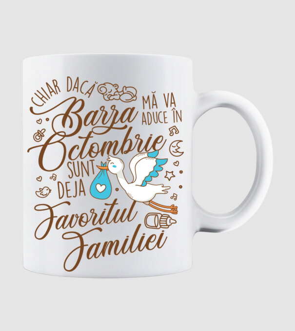 Favoritul familiei OCTOMBRIE model alb pe tricou