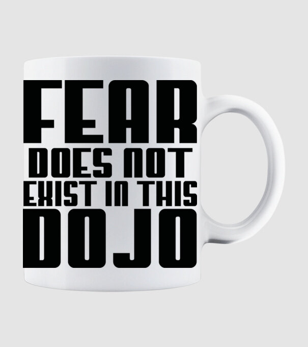 fear doesnt exist in this dojo model alb pe tricou