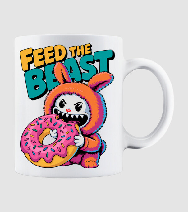 Feed the beast model alb pe tricou