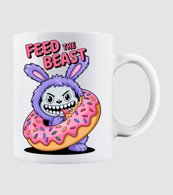 Feed the beast model alb pe tricou