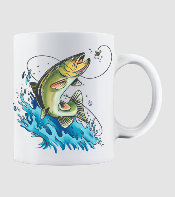 Fish model alb pe tricou