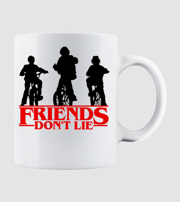 friends dont lie bicycle model alb pe tricou