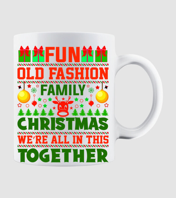 fun old fashion family christmas model alb pe tricou