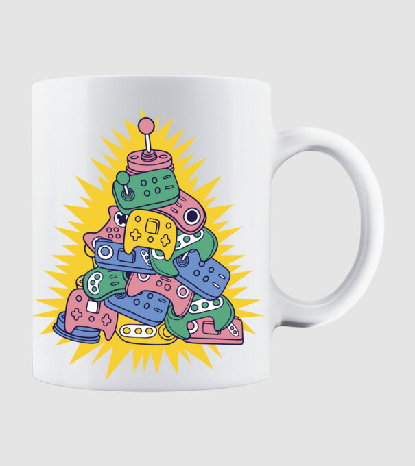 Gamer controller christmas tree model alb pe tricou