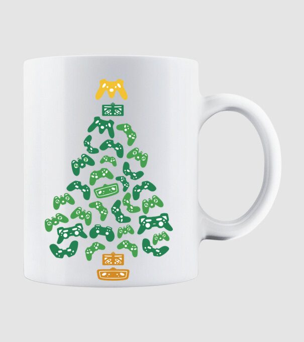 Gamer tree model alb pe tricou