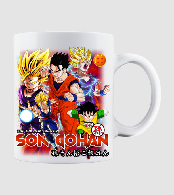 gohan dragonball model alb pe tricou
