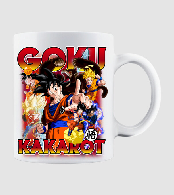 goku dragonball model alb pe tricou