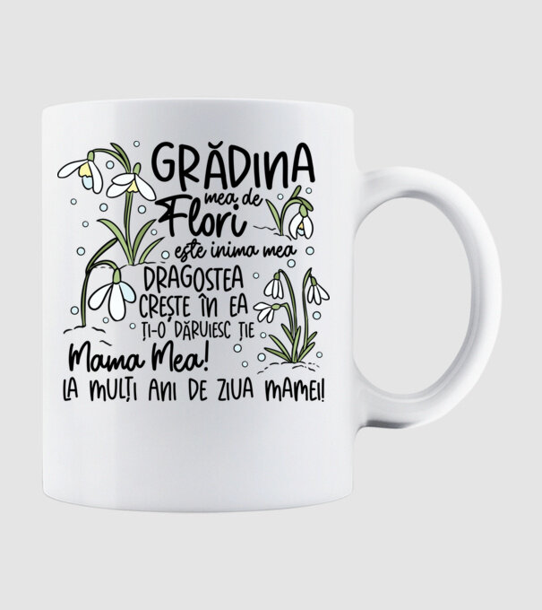 Grădina mea de flori model alb pe tricou