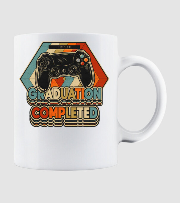 Graduatuion completed retro model alb pe tricou