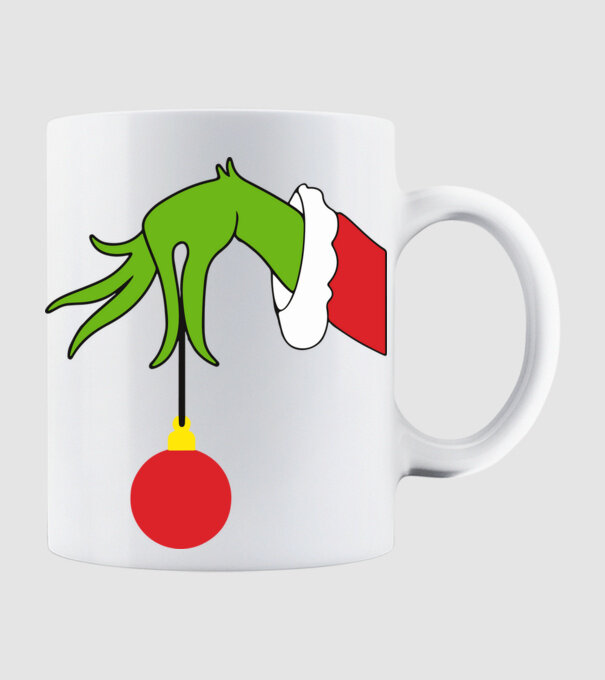 Grinch hand model alb pe tricou