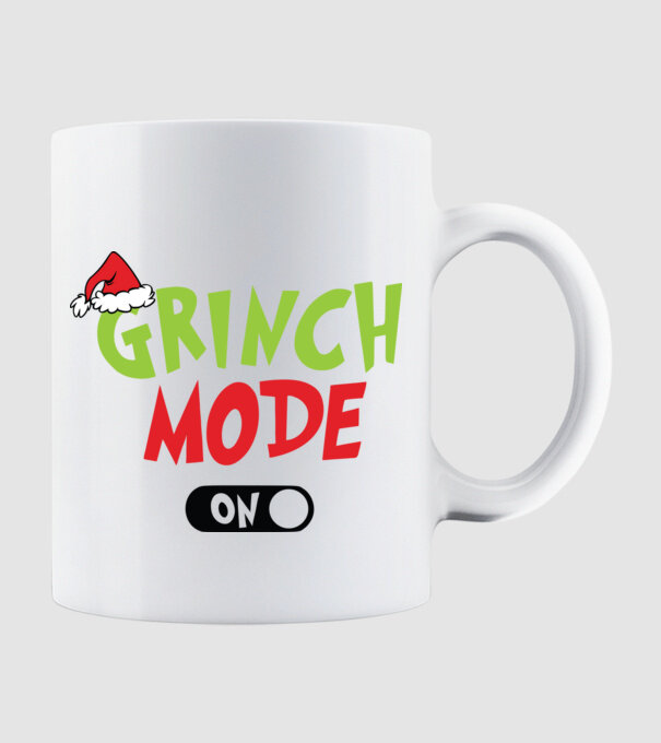 Grinch Mode model alb pe tricou