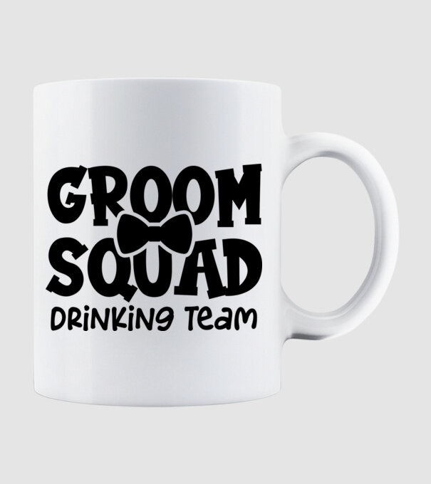 Groom Squad model alb pe tricou
