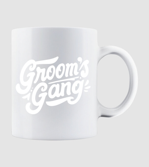 Grooms Gang model alb pe tricou