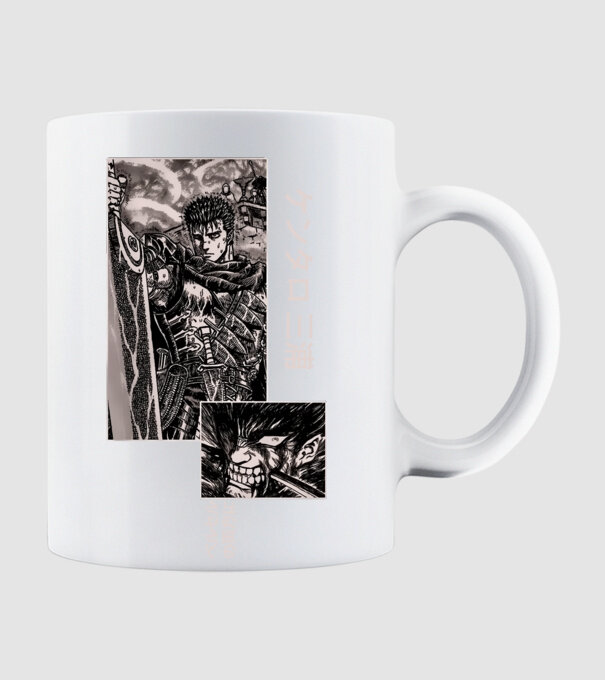 Guts Berserk model alb pe tricou