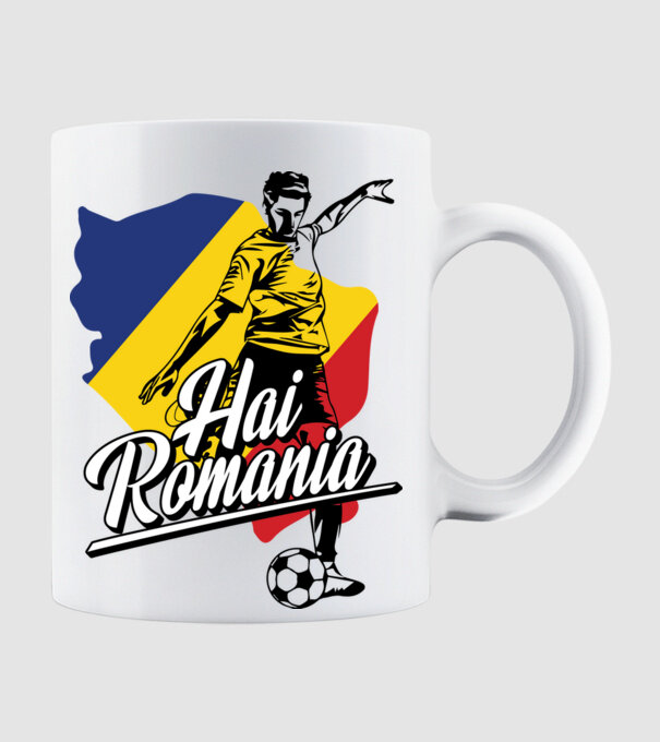 Hai romania fotbal model alb pe tricou