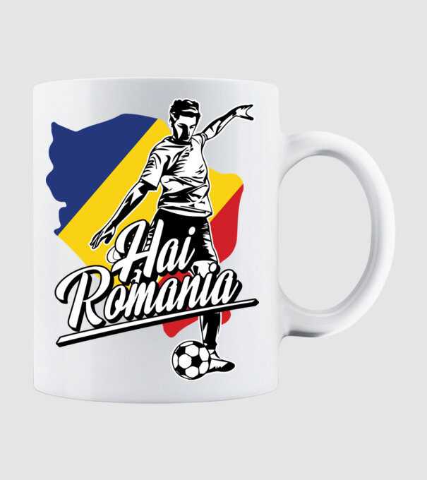 Hai romania fotbal model alb pe tricou