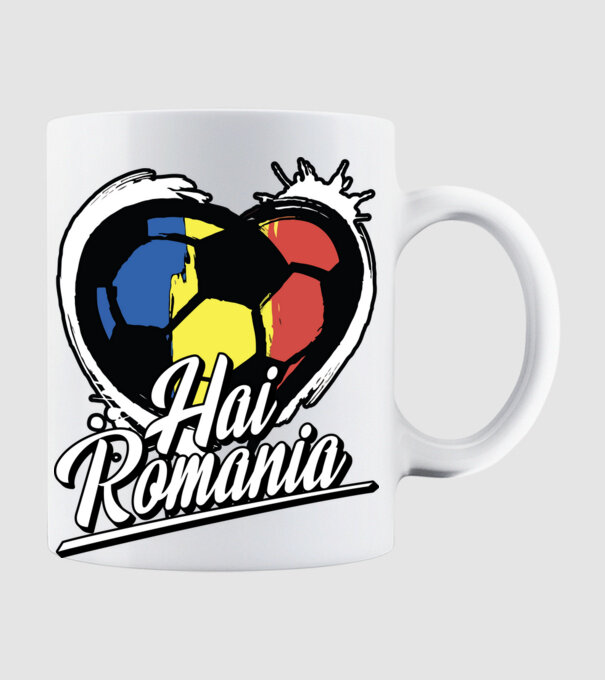 Hai romania heart model alb pe tricou