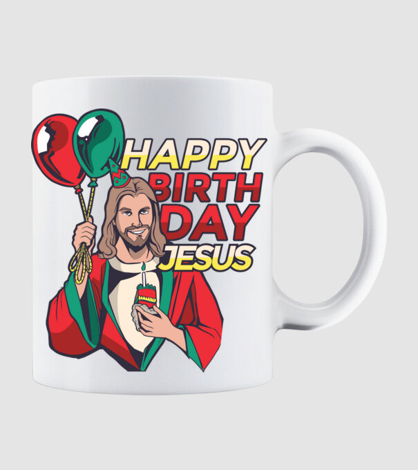 Happy Birtday Jesus! model alb pe tricou