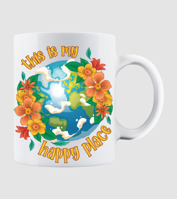 Happy Place model alb pe tricou
