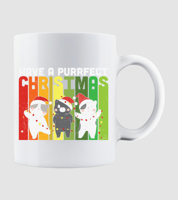 Have a purrfect christmas model alb pe tricou