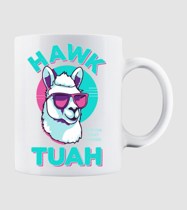 Hawk tuah llama retro sunglasses model alb pe tricou