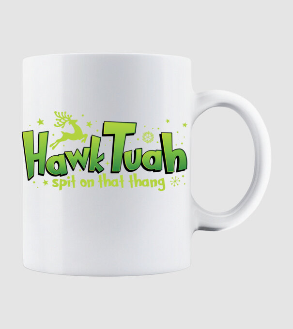 Hawk tuah xmas model alb pe tricou