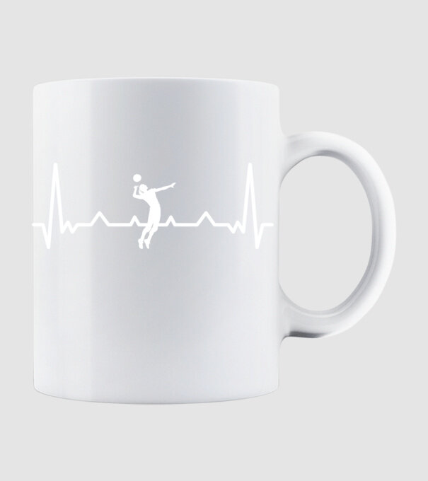 Heartbeat with volleyball model alb pe tricou