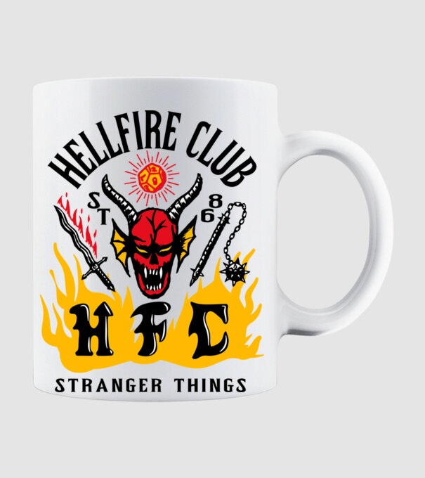 hellfire club 86 stranger things model alb pe tricou