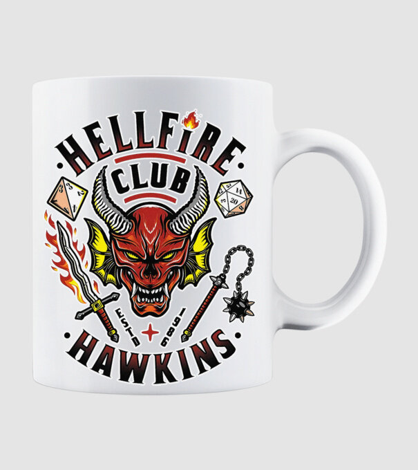 hellfire club hawkins model alb pe tricou