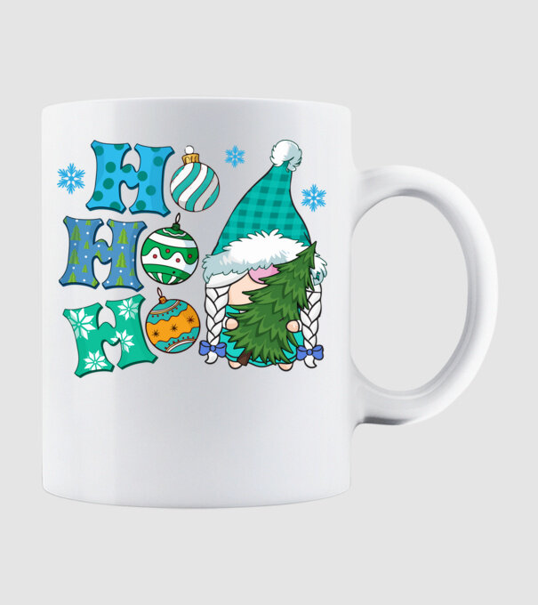 Ho-ho-ho gnome model alb pe tricou
